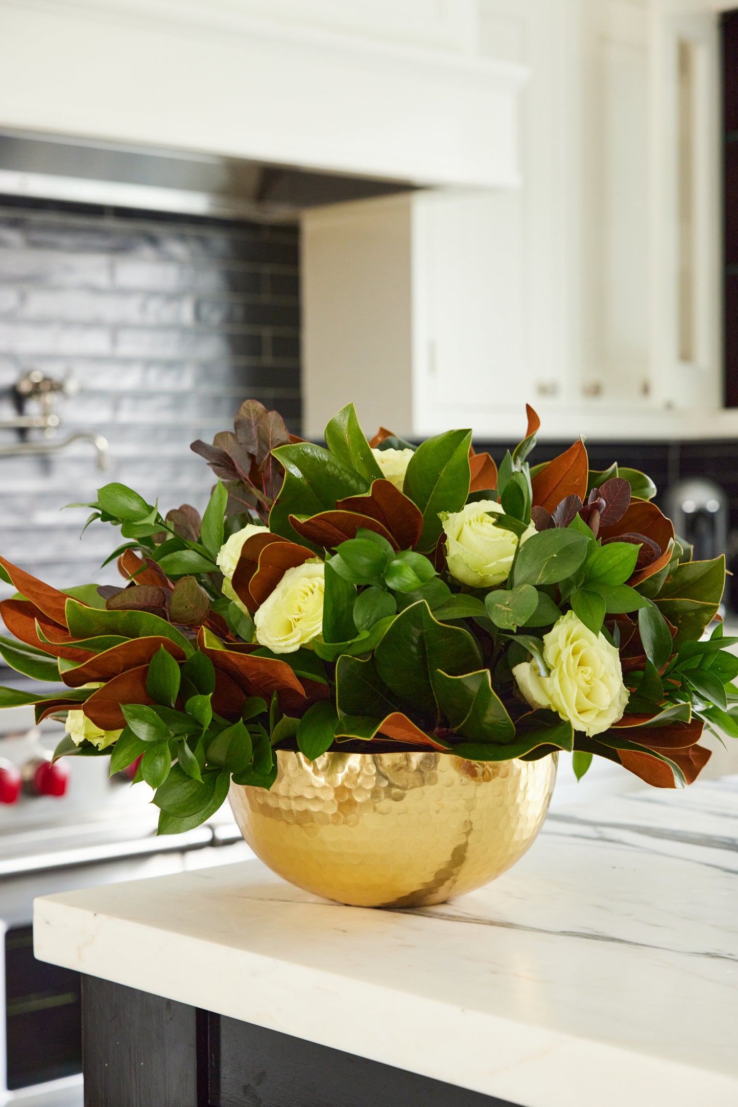 Large Gold Hammered Petal Bowl