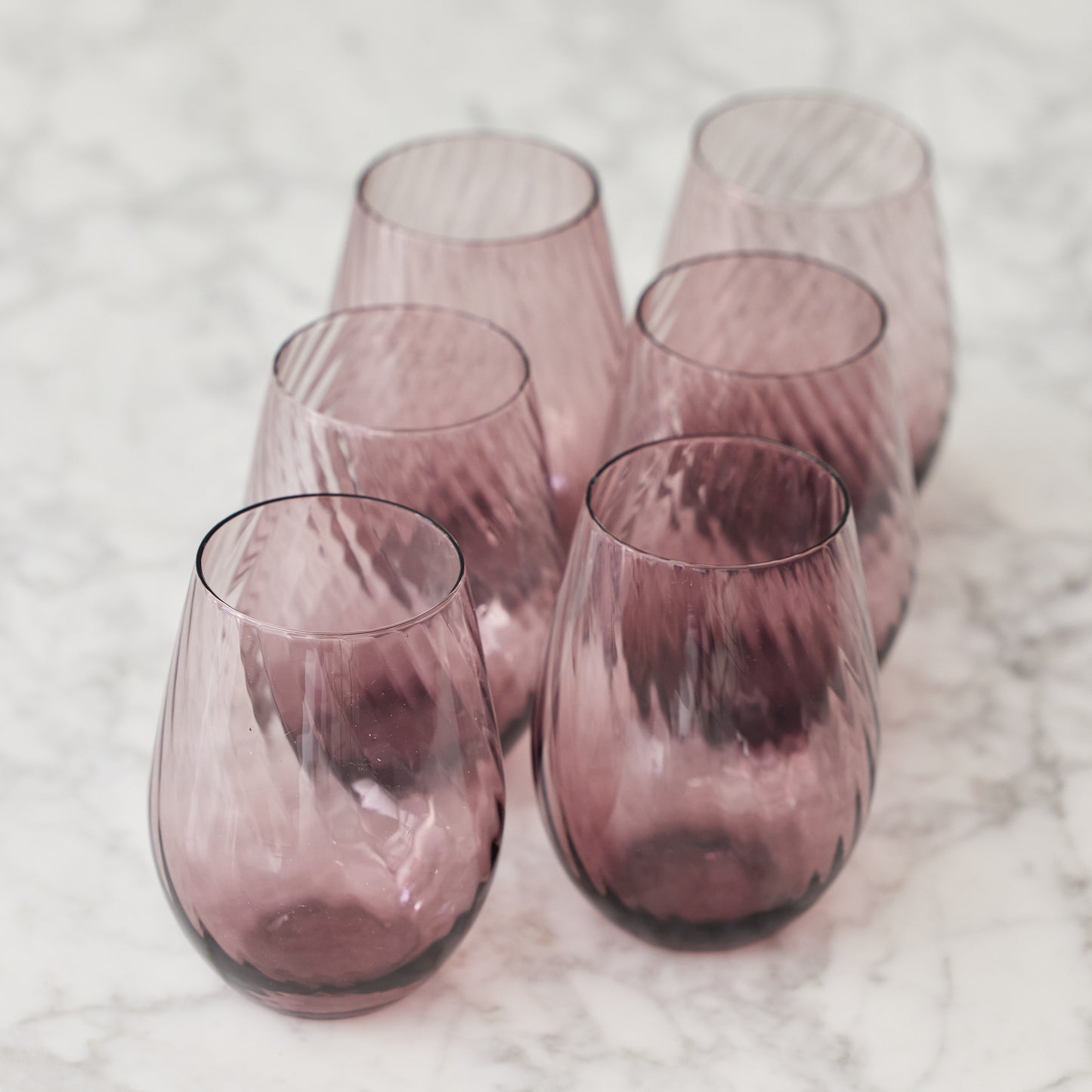 Lilac Swirl Stemless Glasses, Set of 4