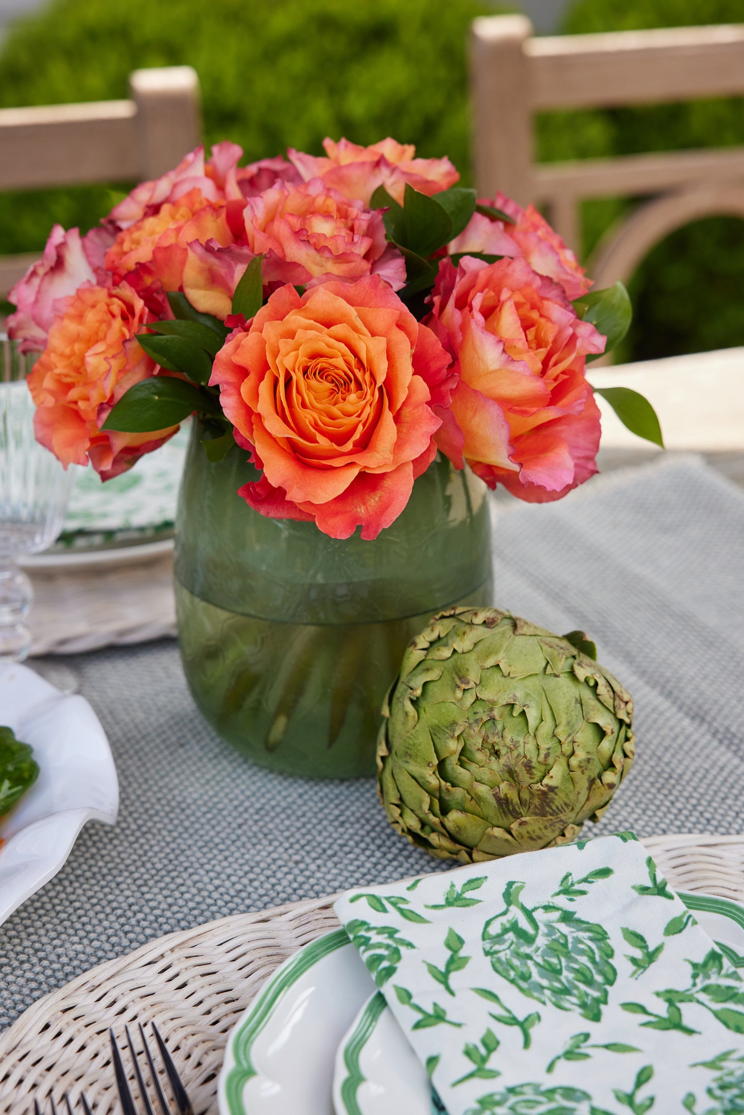 Sage Cracked Glass Vase