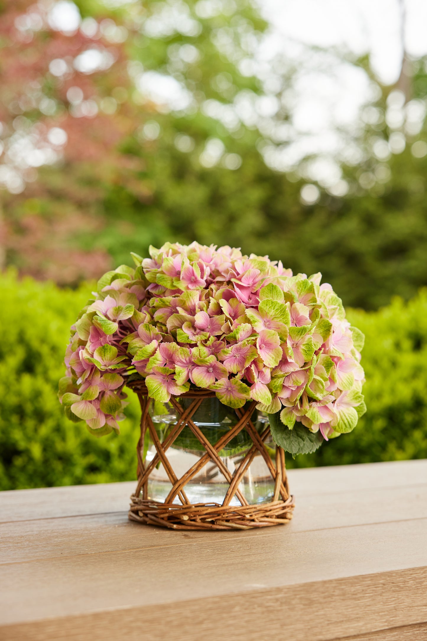 Willow Rattan Glass Vase (Medium)