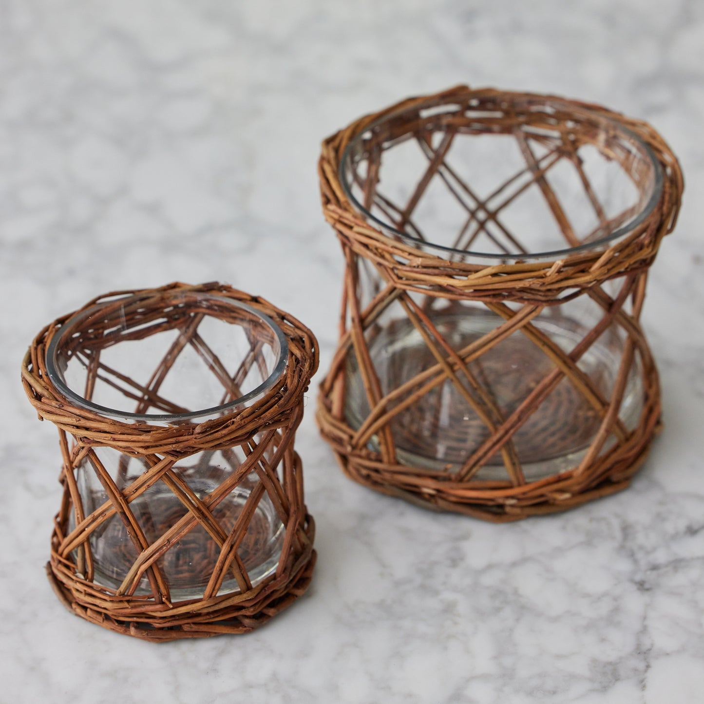 Willow Rattan Glass Vase (Medium)