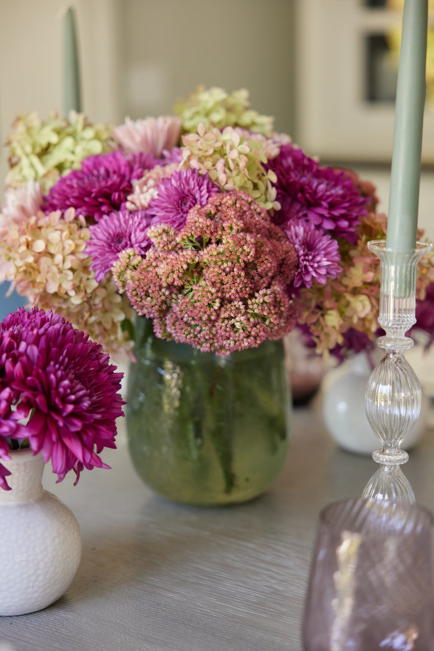 Sage Cracked Glass Vase