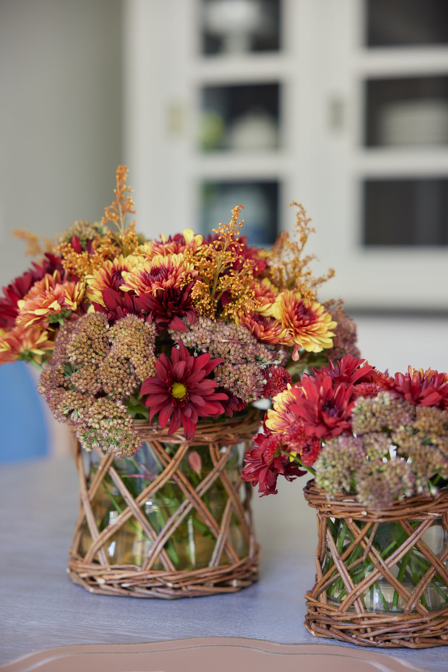 Willow Rattan Glass Vase (Medium)