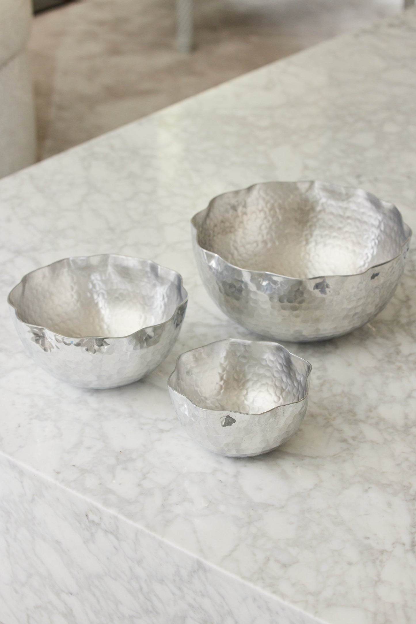 Medium Aluminum Hammered Petal Bowl