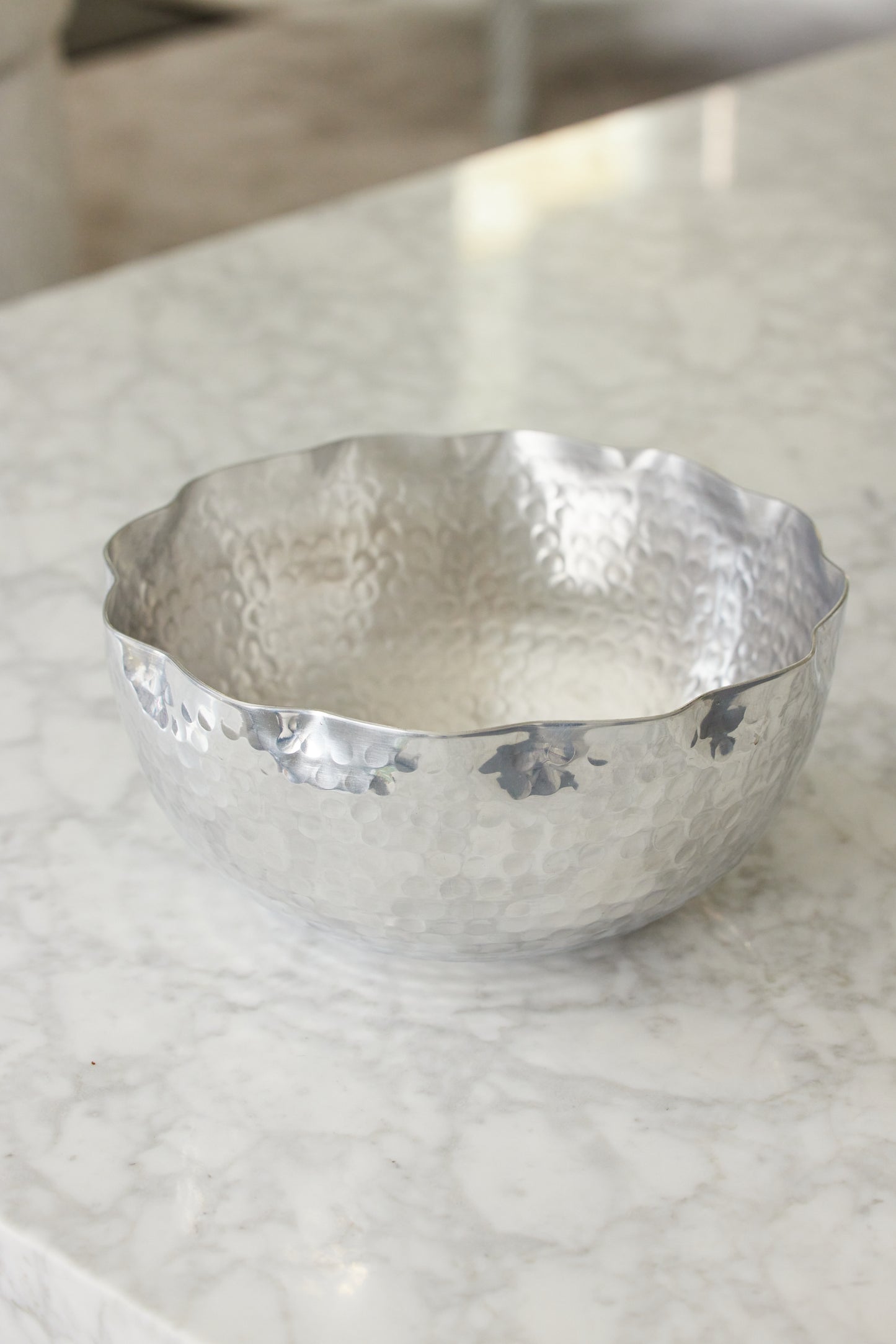 Large Aluminum Hammered Petal Bowl