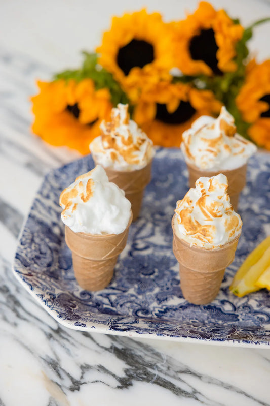 Lemon Mousse and Meringue Ice Cream Cones