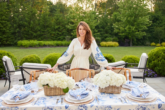 White and Blue Summer Tablescape
