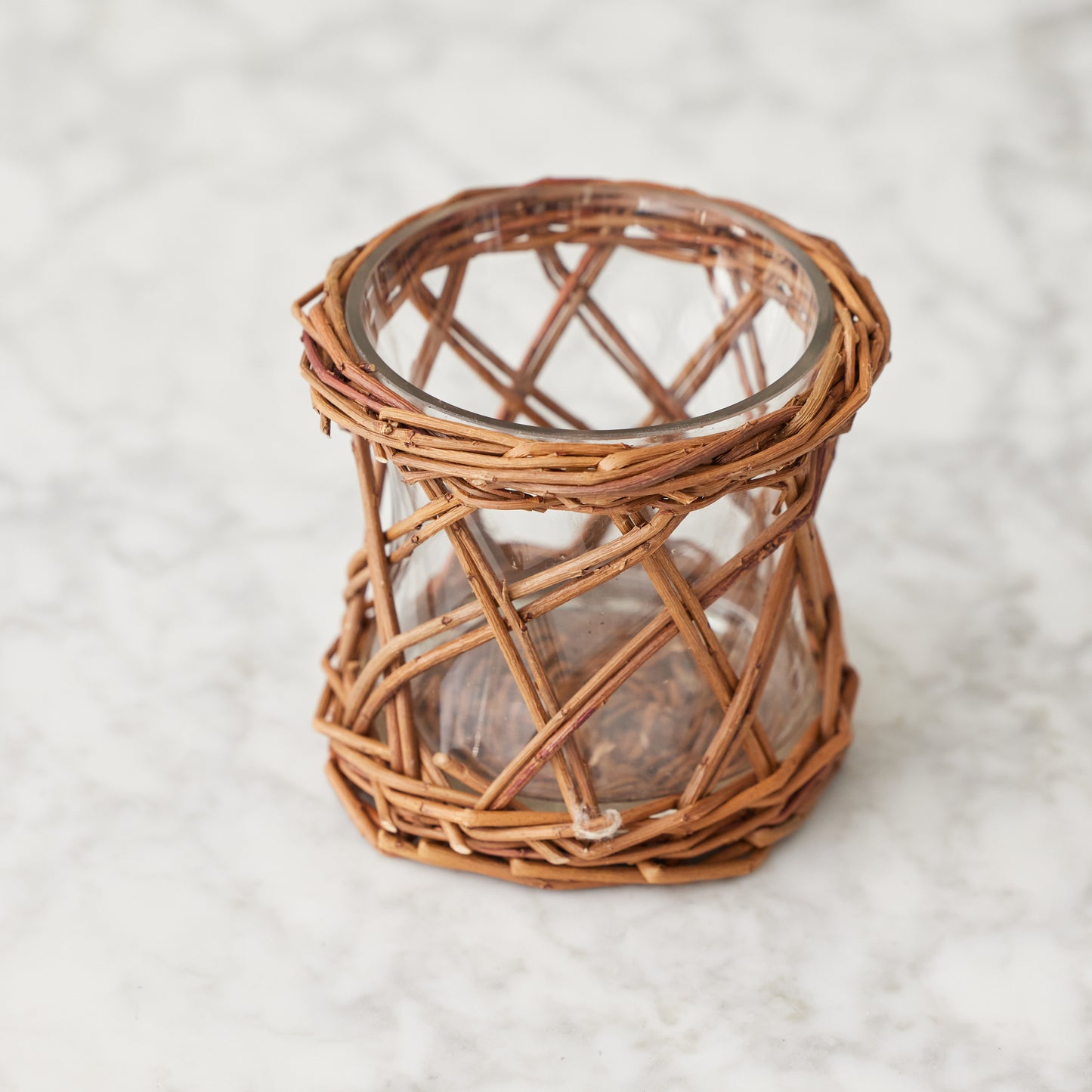 Willow Rattan Glass Vase (Small)