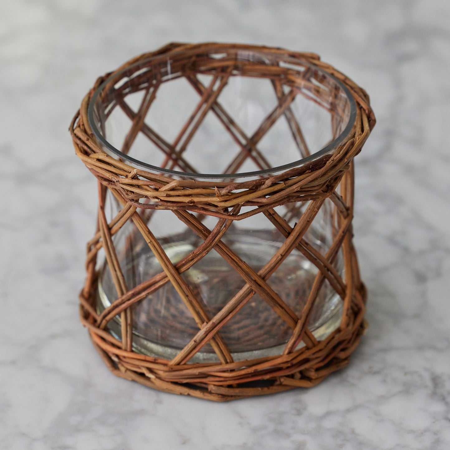 Willow Rattan Glass Vase (Medium)