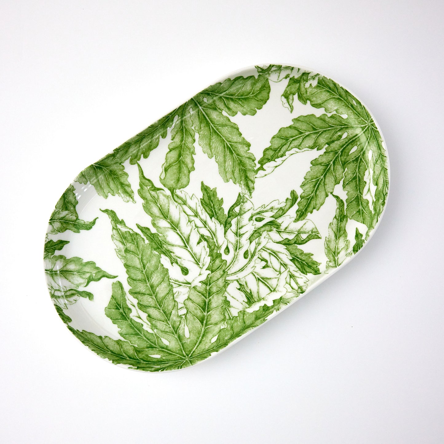 Leafy Large Green Oval Platter