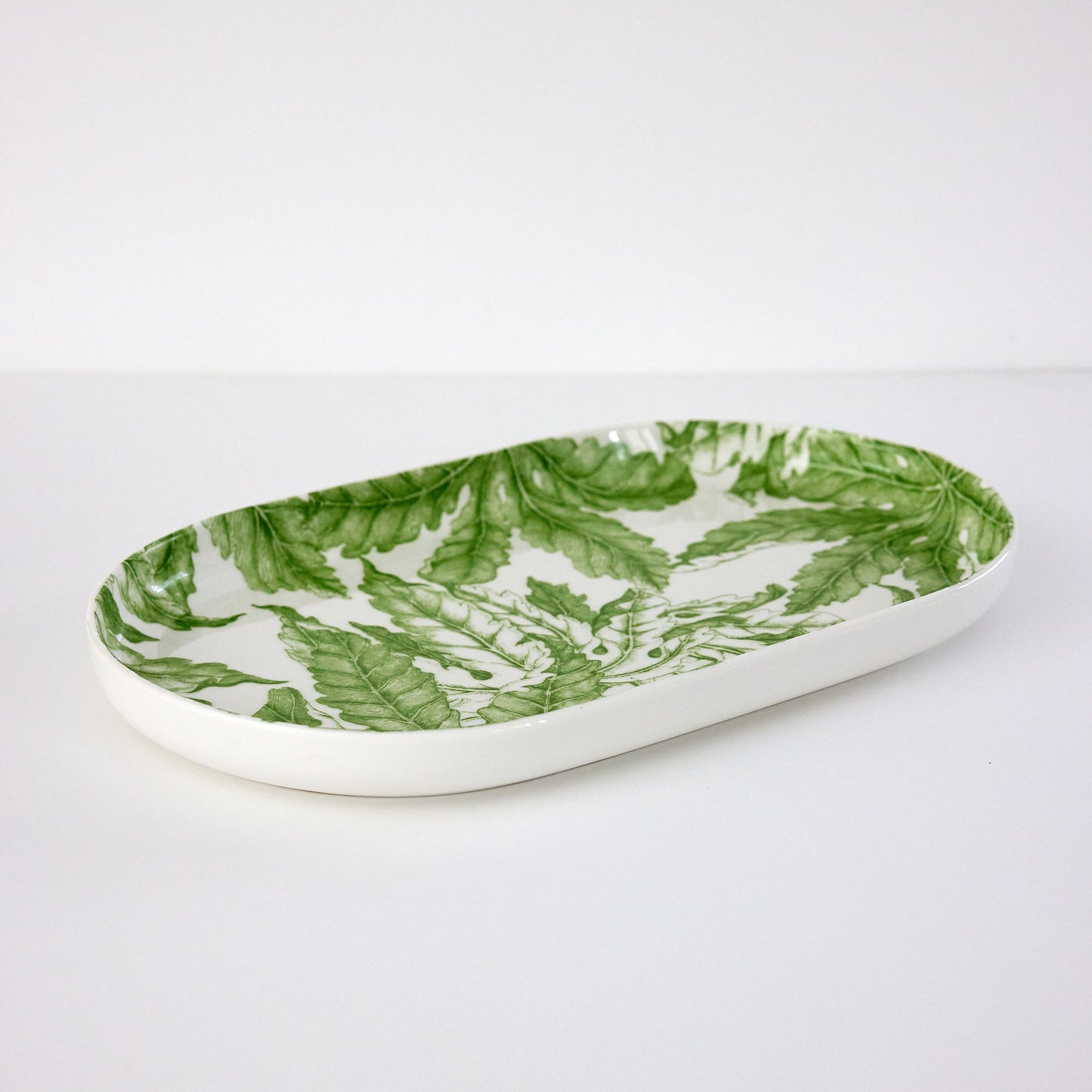 Leafy Large Green Oval Platter