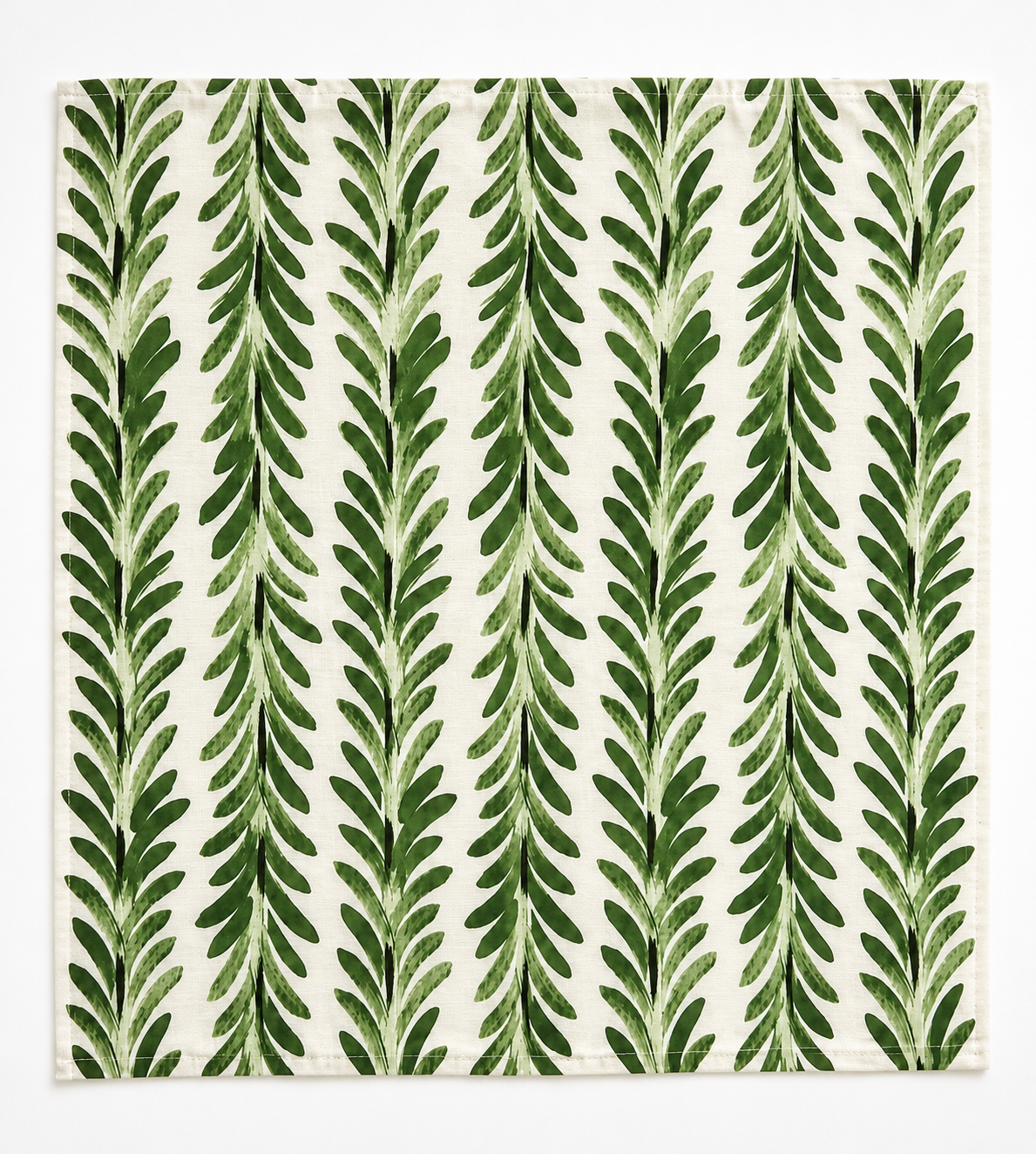 Green Fern Block Print Dinner Napkins (Set of 4)