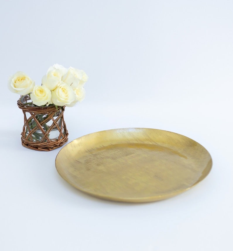 Gold Round Etched Tray